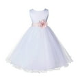 thumbnail image 3 of Ekidsbridal White Blush Tulle Rattail Edge Flower Girl Dress Christening Formal Evening Gown for Photoshoots 829T S, 3 of 3