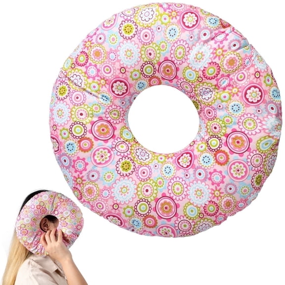 O-Shaped Ear Protection Pillow for Side Sleepers - Donut Pillow with Ear Hole to Relieve Pain from Piercings, Surgery & Pressure, Machine Washable