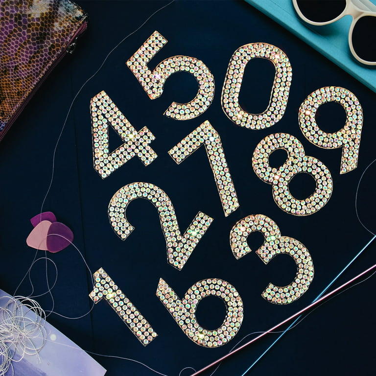 Locacrystal 80pcs Bling Rhinestone Numbers Self-Adhesive Glitter Number Stickers for Mailbox Cars Doors Crafts 0-9 DIY Crystal Iron-On Numbers for