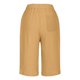 thumbnail image 5 of Pantalones cortos de lino de mujer hasta la rodilla y pierna ancha: pantalones de verano de cintura alta para la playa, cintura elástica, pantalones cortos informales para vacaciones con corte holgado, 5 of 5
