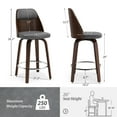 thumbnail image 3 of Dycanpo 26'' Swivel Counter Height Bar Stools Set of 3 with Backs, Wooden for Home Kitchen, Grey, 3 of 11