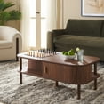 thumbnail image 2 of SAFAVIEH Tealla Modern 2 Door Wood Coffee Table, Walnut/Gold, 2 of 12