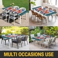 thumbnail image 5 of Spring Daisy Table Cloths for 5 Foot Rectangle Tables, Turquoise Modern Abstract Art Dots Floral Patio Waterproof Elastic Fitted Tablecloths, Washable Rectangular Table Cover for Camping, 5 of 8