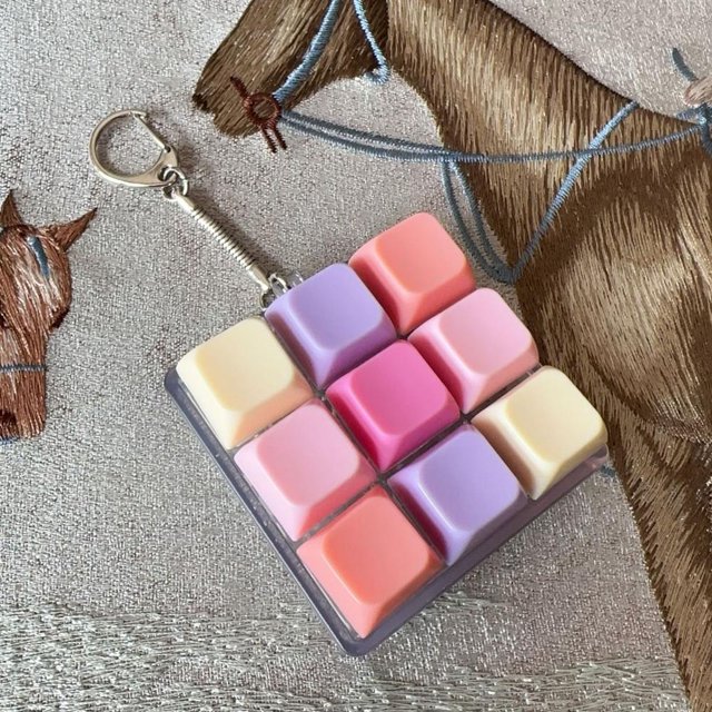 Juguete comprobador de ejes de teclado mecánico de 9 teclas, color macarrón, plástico, regalo antiestrés, llavero de bolsillo.