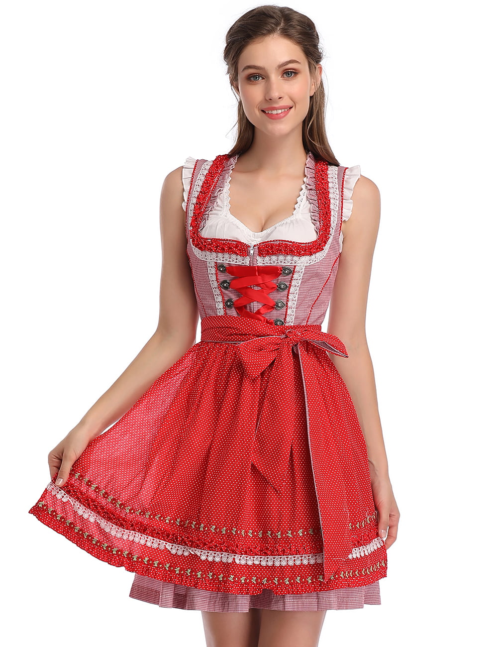 Fashion Traditional Dresses Dirndl Country Line Dirndl pink-white check pattern classic style 