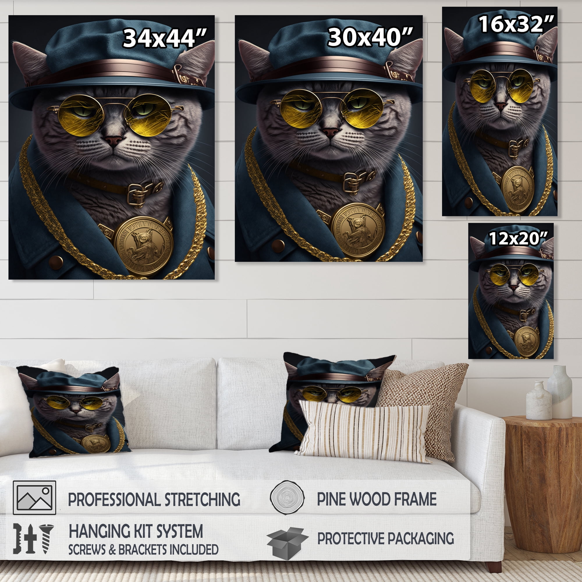 Designart Mafia Cat I Canvas Wall Art
