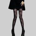 thumbnail image 2 of mgoYE Women Lace Patterned Fishnet Tights for Women Black Leggings Lace Tights(Black,One Size), 2 of 4