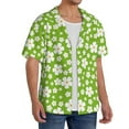 thumbnail image 4 of Xecao offers the Green White Flowers for Men's Casual Short-sleeved Shirt, a button-up collared shirt with a pocket, perfect for beach vacations and yacht travel in the XX-Large size., 4 of 7