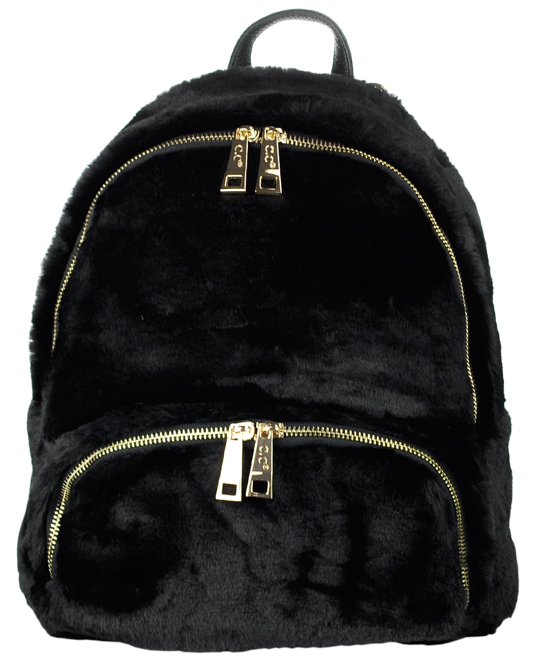 C.C Women's Faux Fur Fuzzy Backpack Schoolbag Shoulder Bag Purse, Black ...