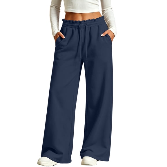 Luvrsol Sweat Pants for Womens Wide Leg Lounge Pants Deep Side Pockets Breathable Workout Bottoms S-2XL