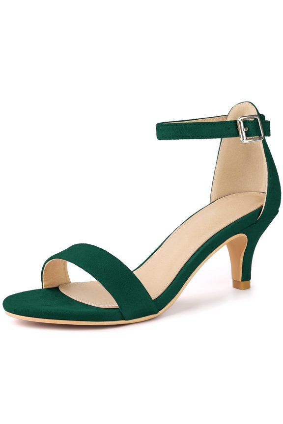 Women's Kitten Heel Open Toe Ankle Strap High Heels Sandals