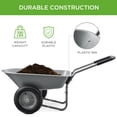 thumbnail image 4 of Best Choice Products Dual-Wheel Home Wheelbarrow Yard Garden Cart for Lawn, Construction - Gray, 4 of 8