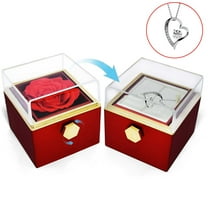 HongHeng Gift for Mom, Wife, Girlfriend, Grandma, Preserved Real Rose forever Flower Gift Jewelry Box with Necklace, Gift for Her Mother's Day, Valentine's Day, Birthday, Anniversary