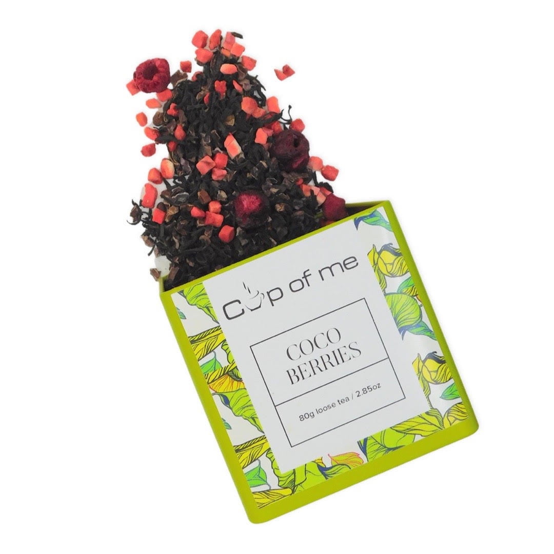 Cups of Me Berries Black Tea, Hibiscus, Cherry, Raspberry Fruity Loose leaf Tea, Herbal Tea, 2.85 oz
