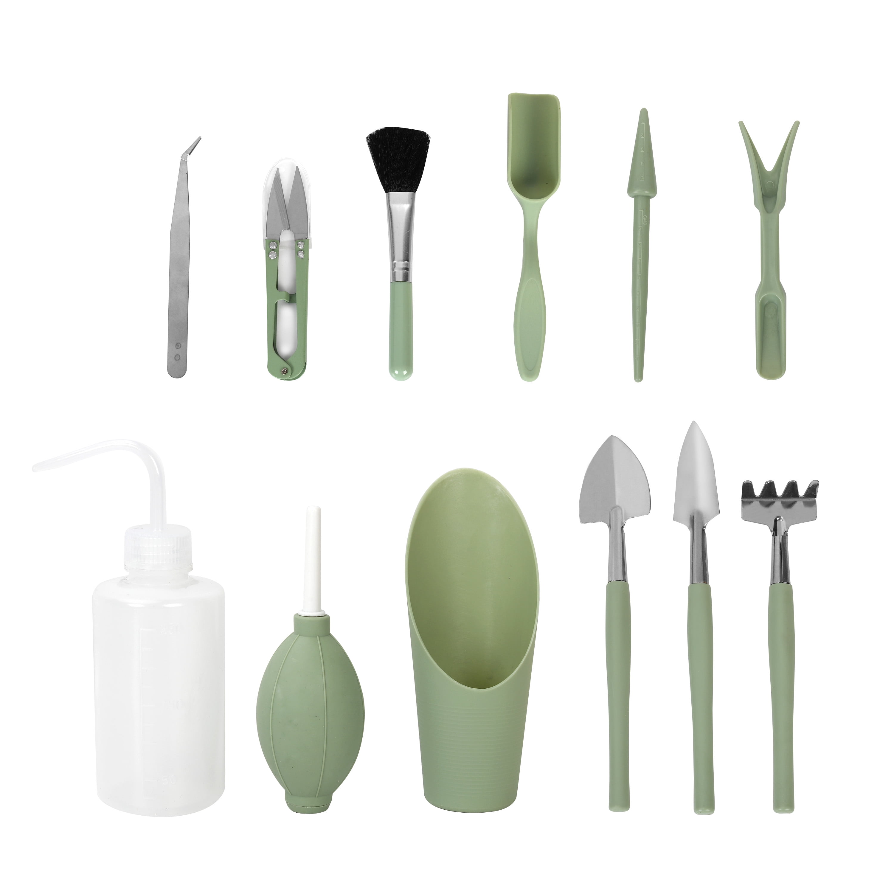 Expert Gardener Indoor Stainless Steel Gardening Tool Set, 14 Pieces, Misty Mint