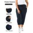 thumbnail image 4 of SHOWMALL Plus Size Capri Pants for Women Workout Relaxed Joggers Pants with Drawstring Pockets Navy Blue 5X, 4 of 5