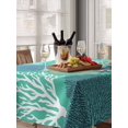 thumbnail image 6 of Aqua Gray Shell Coral Table Cloth, Coastal Summer Beach Nautical Ocean Waterproof Tablecloth for Rectangle Tables, Reusable Washable Fabric Table Cover for Restaurant Kitchen Dining Tables 52"x70", 6 of 6