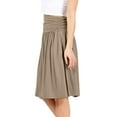 thumbnail image 2 of Fashnice Jupe Longueur Genou Femme Taille Haute Midi Froncée Décontractée Été Camel TP, 2 of 5