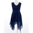 thumbnail image 4 of Hansber Junior Bridesmaid Dress Wedding Flower Girls Chiffon Sleeveless V-neck Asymmetrical Summer Sundress Navy Blue 10, 4 of 7