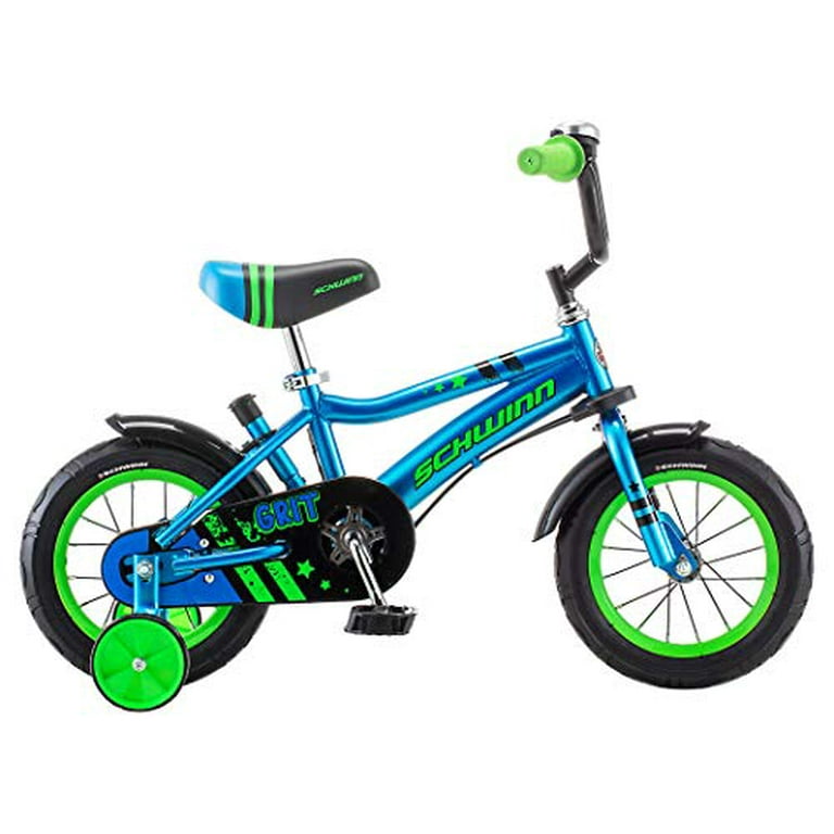 Schwinn Grit Steerable Kids Bike Boys Beginner Bicycle 12 Inch Wheels Training Wheels Easily Removed Parent Push Handle with Water Bottle Holder Blue Walmart