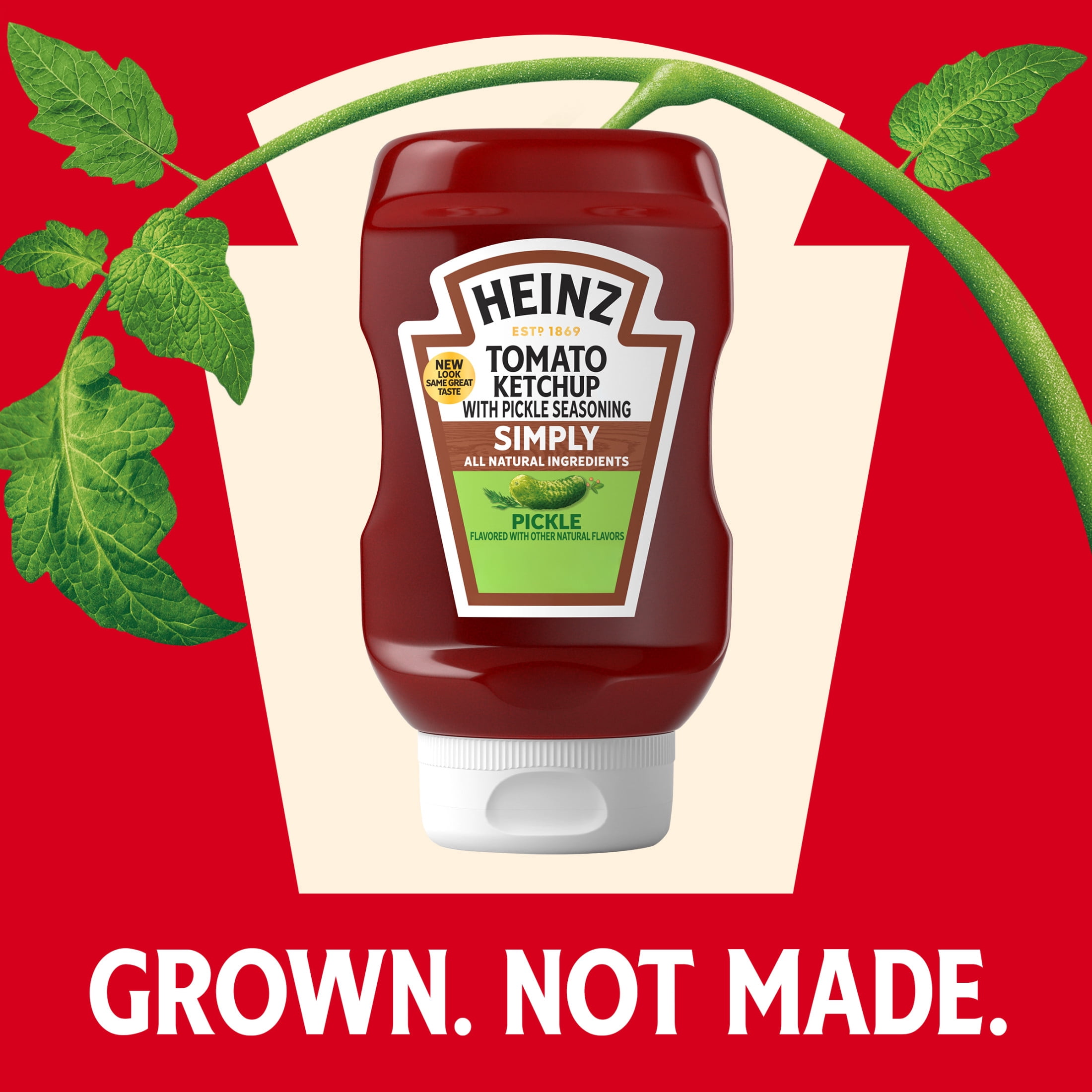 (3 pack) Heinz Tomato Ketchup with Pickle Seasoning Flavored with Other Natural Flavors, 1 Bottle, for Easy Sharing and Easy Serving, 13.5 oz