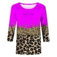 thumbnail image 5 of Pompotops T-shirt Mode Femme Imprimé Léopard Ample Manches 3/4 Col Rond Haut Décontracté Liquidation, 5 of 5