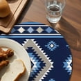 thumbnail image 4 of Round Placemats Blue Gray Abstract Geometric Art 15 inch Set of 2 Table Mats for Dining Table Boho Tribal Texture Heat Resistant Non-Slip Kitchen & Home Decorative Place Mat Set, 4 of 8