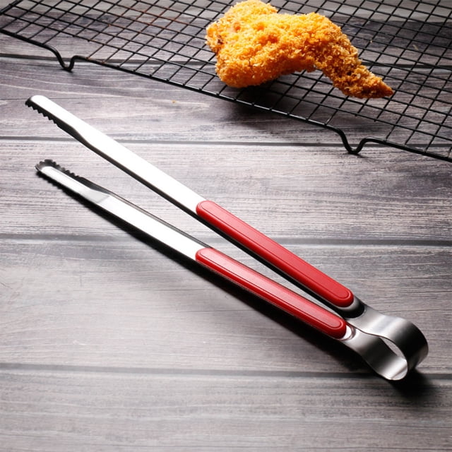 Pinza de barbacoa de acero inoxidable - Pinzas para alimentos de 25,5 cm con agarre antideslizante, mango ergonómico para barbacoa y barbacoa al aire libre