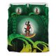 thumbnail image 2 of Vanuatu Juego de Funda Nórdica - Escudo de Vanuatu Onda e Hibisco Verde, 2 of 5