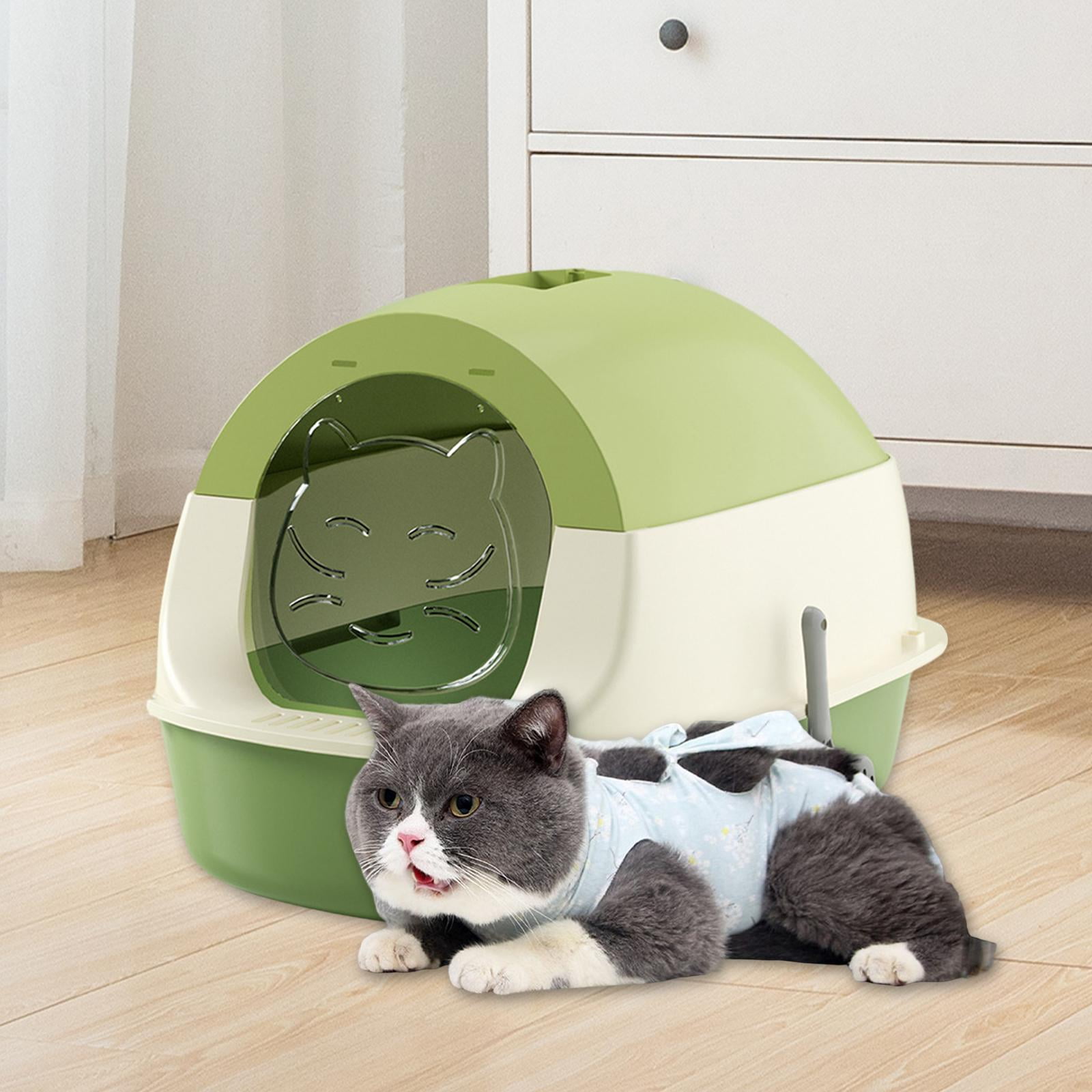 Bvdfgk Hooded Cat Litter Box Enclosed Cat Litter Box Easy to Clean Pet Supplies Sandbox green