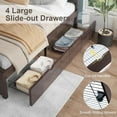 thumbnail image 2 of VanAcc Farmhouse Full Size Bed Frame with Headboard and 4 Storage Drawers, Solid Wood Barn Door with Wood Slats, Heavy Duty, Noise-Free, Dark Coffee, 2 of 9