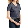 thumbnail image 4 of Yellow Rooster Womens Short Sleeve Shadow Stripe Polo Shirt River Blue Navy L, 4 of 7