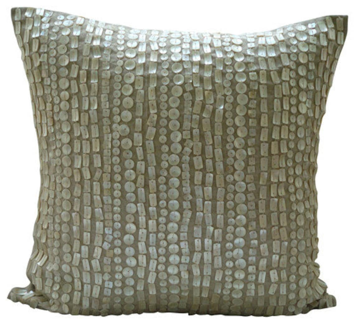 Pillow Case Zipper, Ecru Cushion Cover, Contemporary Throw Pillow Cover