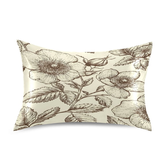 Ryvnso Satin Pillowcase Retro Rose Flower-2 Pillow Cases Standard Size 26x20in