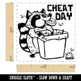 thumbnail image 2 of Raccoon Eating Trash Junk Food Cheat Day Diet Self-Inking Rubber Stamp Ink Stamper - Lime Green Ink - Small 1 Inch, 2 of 7