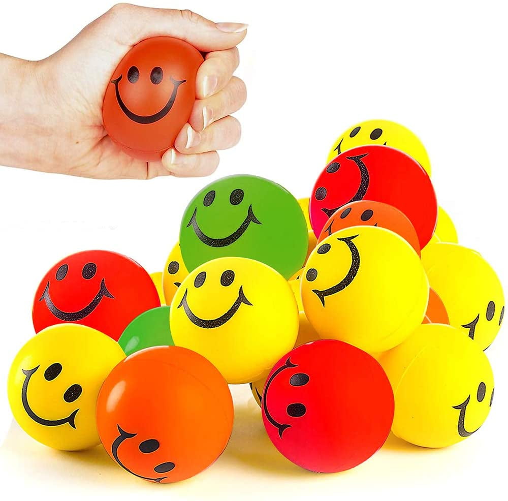 Smile Face Stress Squeeze Balls Assorted Colors 2.5 inch Happy Easter Toys 