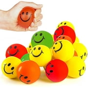 Neon Colored Smile Funny Face Stress Ball - Happy Smile Face Squishies Toys Stress Balls Bulk Pack of 12 Relaxable 2.5" Stress Relief Smile Squeeze Balls Fun Toys(12 Pack Mix Ver)