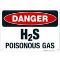 thumbnail image 1 of Danger H2S Poisonous Gas Sign, OSHA Danger Sign, 10x14 Aluminum, 1 of 1