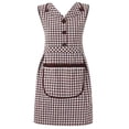 thumbnail image 6 of HomeLife Cooking Apron Tie Back Design Plaid Large Pocket Lapel 5 Buckles Oil-proof Cotton And Linen Kitchen Apron Anti-greasy Anti-wear Overalls for Dining Room, 6 of 13