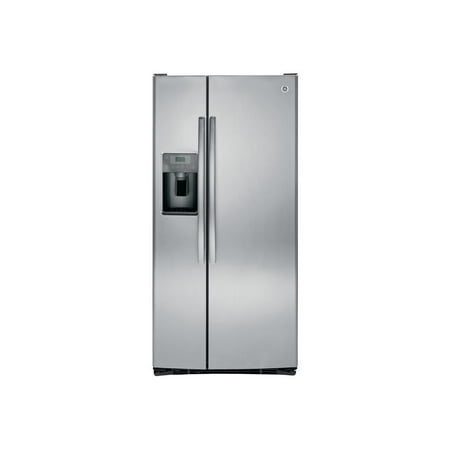 GE - 23.2 Cu. Ft. Side-by-Side Refrigerator with Thru-the-Door Ice and Water - Stainless steel