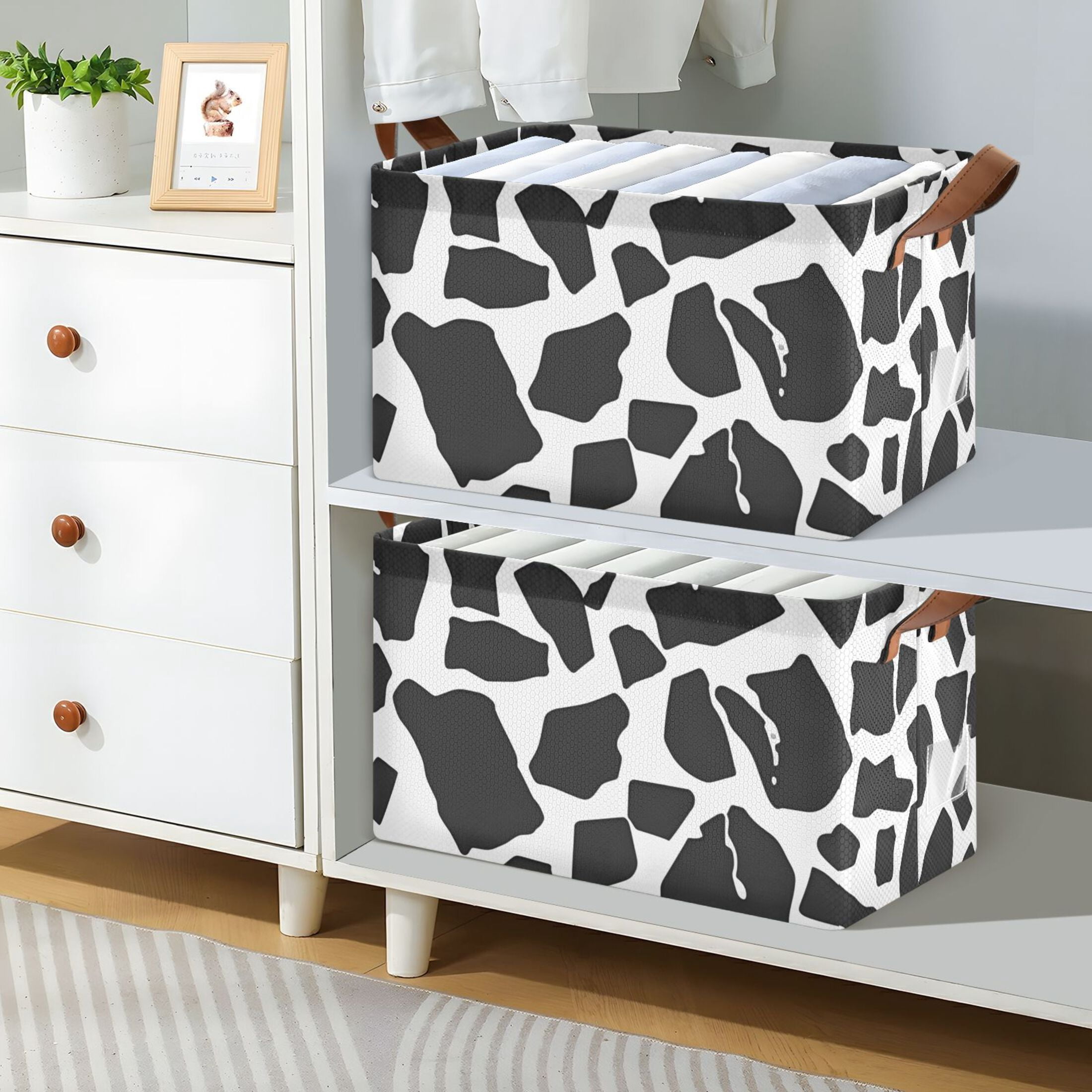 Ryvnso Black Graffiti Storage Bins Large Basket Foldable Cube Toys Organizer with Handles 2 PCs