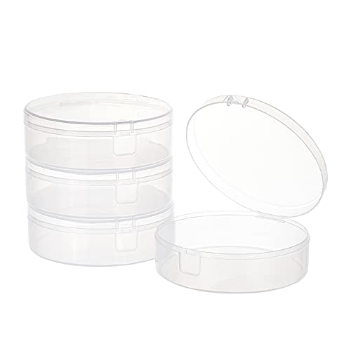 BENECREAT 20Pack PP Round Bead Storage Containers Cylinder Bead Containers  Clear Storage Organizer Box 2x0.7 inch with Screw Lids for Eye Shadow,  Powder, Beads, Jewelry and Small Items 
