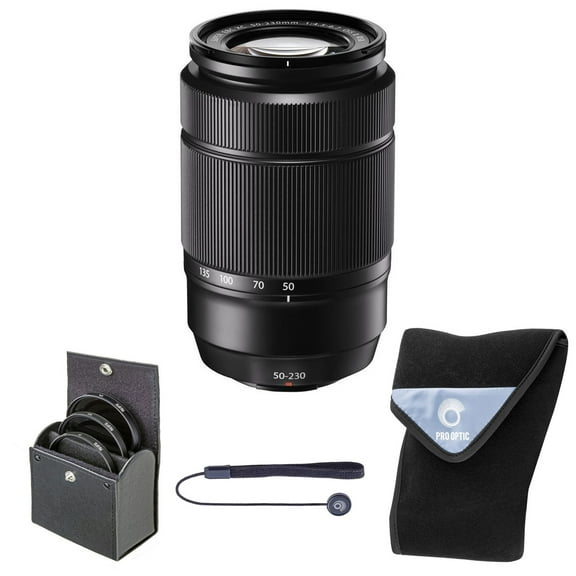 Fujifilm XC 50-230mm f/4.5-6.7 OIS II Lens, Black, Bundle with 58mm Filter Kit and Lens Wrap