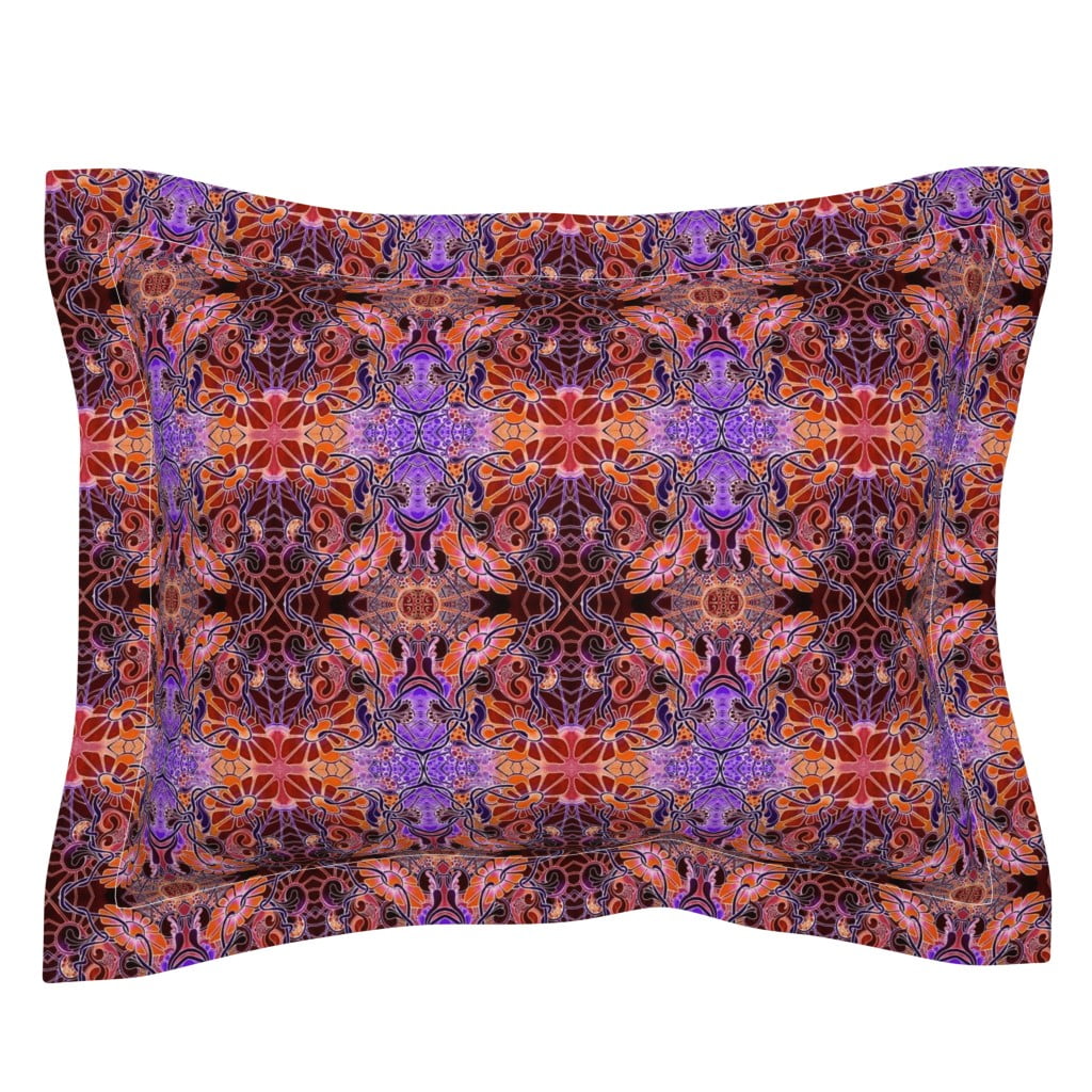 2084 Midnight Surreal Vines Flame Psychedelic Twisted Print 100% Cotton Sateen 30in x 30in Flange Sham Roostery Pillow Sham 2084 Midnight Surreal Vines Flame Psychedelic Twisted Print 100% Cotton Sateen 30in x 30in Flange Sham Roostery Pillow Sham