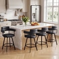 thumbnail image 6 of Zesthouse 26" Counter Height Swivel Barstools, Faux Leather Upholstered Bar Stools Set of 2, Armrests, Metal Base, Black, 6 of 12