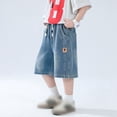 thumbnail image 6 of Fozruso Boys Elastic Waist Denim Shorts With Pockets Summer Casual Wear For Kids Jean Shorts for Boys(Blue), 6 of 7