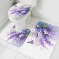 thumbnail image 3 of Lavender Bath Mat 3 Piece Bathroom Rug Set, Watercolor Purple White Floral Botanical Butterfly Non Slip Bath Rug Contour Mat and Toilet Lid Cover, Absorbent Shower Mats Soft Bath Rugs and Mats Sets, 3 of 8