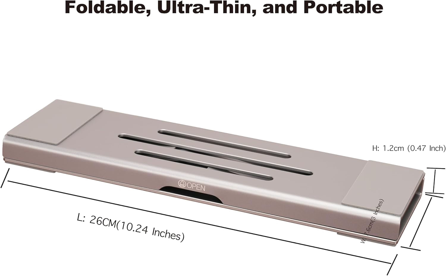 Aluminum Fold & Laptop Riser Stand 3-in-1 Adjustable, Foldable Cooling with Integrated Storage Box, Ruler and Ultra-Slim Portable Design for MacBook, Tablet, Ipad, Keyboard All