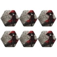 thumbnail image 2 of Honeii Dark Red Hooded Girl Print Leather Coaster Set of 6, Ideal for Safeguarding Your Furniture from Drinks Spills and Effortless Cleanup,Hexagon, 2 of 7