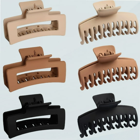 6-Pack Medium Large Jaw Clip for Fine Hair, 3.5 Inch for Thick Hair, Double Row Hair Clips for Women and Girls Strong Hold Matte Hair Clips